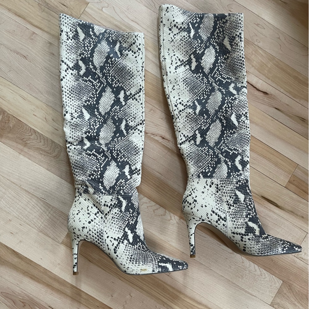 Nine West snake print high boots. Size 6